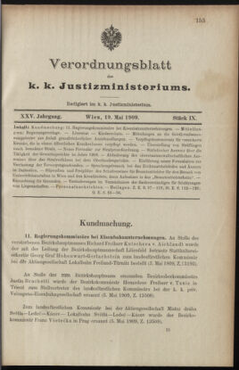 Verordnungsblatt des K.K. Justizministeriums 19090519 Seite: 1