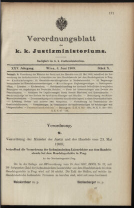 Verordnungsblatt des K.K. Justizministeriums 19090604 Seite: 1