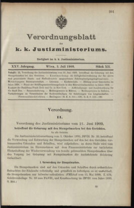 Verordnungsblatt des K.K. Justizministeriums 19090703 Seite: 1