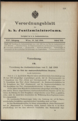 Verordnungsblatt des K.K. Justizministeriums 19090710 Seite: 1