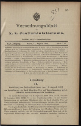 Verordnungsblatt des K.K. Justizministeriums 19090831 Seite: 1