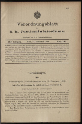 Verordnungsblatt des K.K. Justizministeriums 19091231 Seite: 1