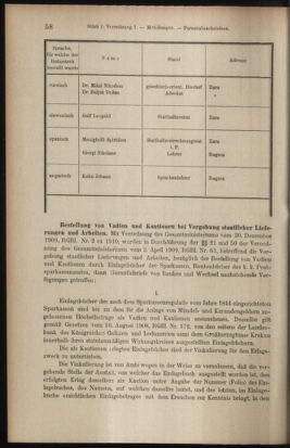 Verordnungsblatt des K.K. Justizministeriums 19100119 Seite: 58