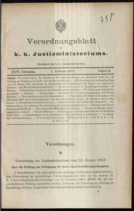 Verordnungsblatt des K.K. Justizministeriums 19100201 Seite: 1