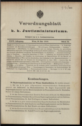 Verordnungsblatt des K.K. Justizministeriums