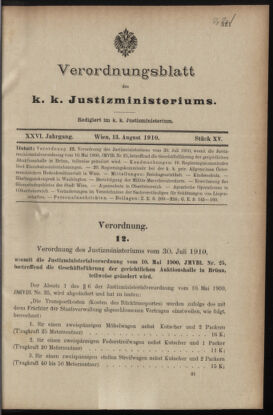 Verordnungsblatt des K.K. Justizministeriums