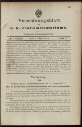 Verordnungsblatt des K.K. Justizministeriums 19100831 Seite: 1