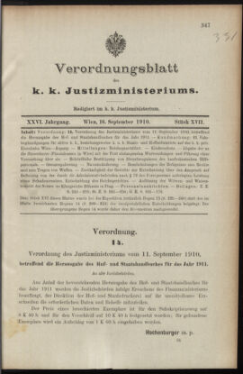 Verordnungsblatt des K.K. Justizministeriums