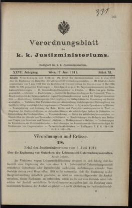 Verordnungsblatt des K.K. Justizministeriums 19110617 Seite: 1