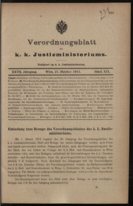 Verordnungsblatt des K.K. Justizministeriums 19111021 Seite: 1