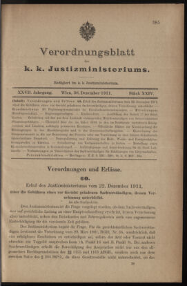 Verordnungsblatt des K.K. Justizministeriums 19111230 Seite: 1