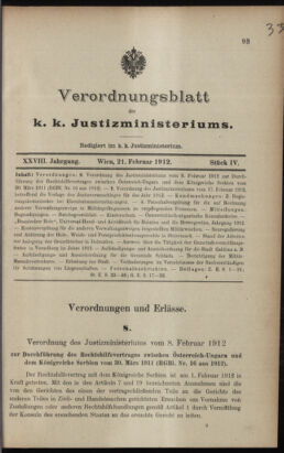 Verordnungsblatt des K.K. Justizministeriums 19120221 Seite: 1