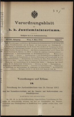 Verordnungsblatt des K.K. Justizministeriums