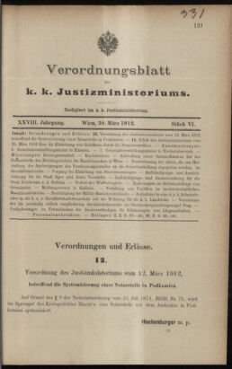 Verordnungsblatt des K.K. Justizministeriums