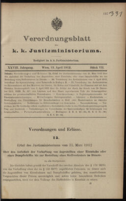 Verordnungsblatt des K.K. Justizministeriums