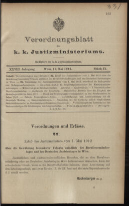 Verordnungsblatt des K.K. Justizministeriums 19120511 Seite: 1