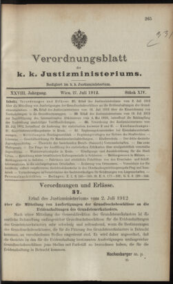 Verordnungsblatt des K.K. Justizministeriums 19120727 Seite: 1