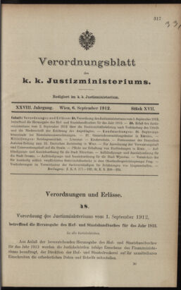 Verordnungsblatt des K.K. Justizministeriums 19120906 Seite: 1