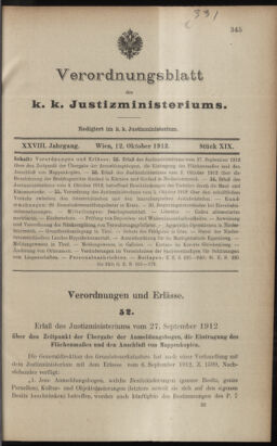 Verordnungsblatt des K.K. Justizministeriums 19121012 Seite: 1