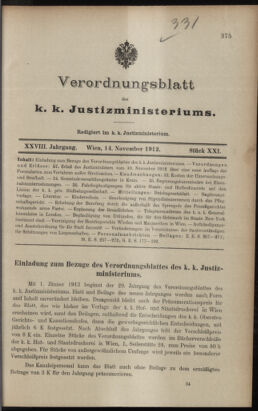 Verordnungsblatt des K.K. Justizministeriums 19121114 Seite: 1