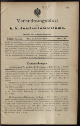 Verordnungsblatt des K.K. Justizministeriums 19121231 Seite: 1