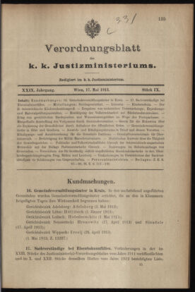 Verordnungsblatt des K.K. Justizministeriums 19130517 Seite: 1