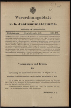 Verordnungsblatt des K.K. Justizministeriums 19130905 Seite: 1