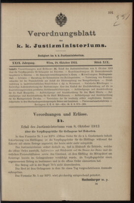 Verordnungsblatt des K.K. Justizministeriums 19131018 Seite: 1