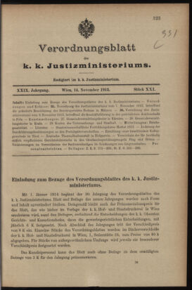 Verordnungsblatt des K.K. Justizministeriums 19131114 Seite: 1