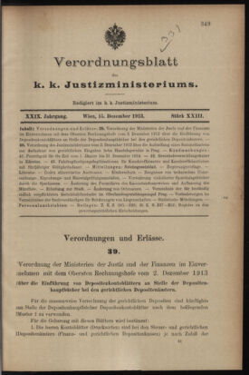 Verordnungsblatt des K.K. Justizministeriums 19131215 Seite: 1