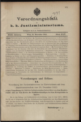 Verordnungsblatt des K.K. Justizministeriums 19131231 Seite: 1