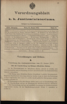 Verordnungsblatt des K.K. Justizministeriums 19140131 Seite: 1