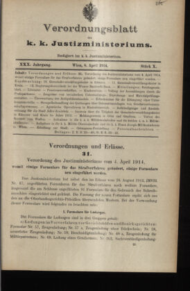 Verordnungsblatt des K.K. Justizministeriums 19140408 Seite: 1