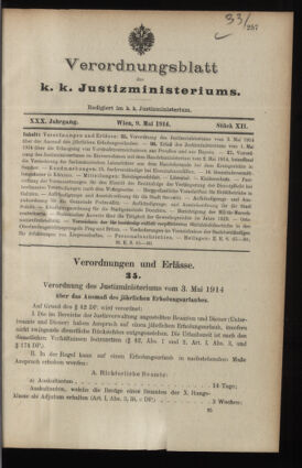 Verordnungsblatt des K.K. Justizministeriums 19140509 Seite: 1