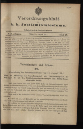 Verordnungsblatt des K.K. Justizministeriums 19140812 Seite: 1