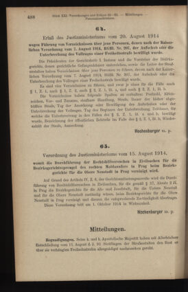 Verordnungsblatt des K.K. Justizministeriums 19140822 Seite: 4