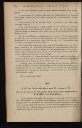 Verordnungsblatt des K.K. Justizministeriums 19141116 Seite: 6