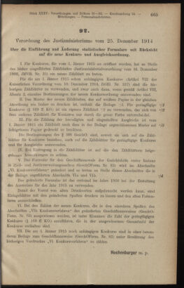 Verordnungsblatt des K.K. Justizministeriums 19141231 Seite: 19