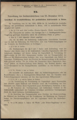 Verordnungsblatt des K.K. Justizministeriums 19141231 Seite: 25