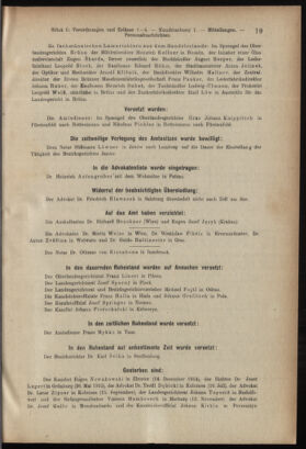 Verordnungsblatt des K.K. Justizministeriums 19160119 Seite: 19