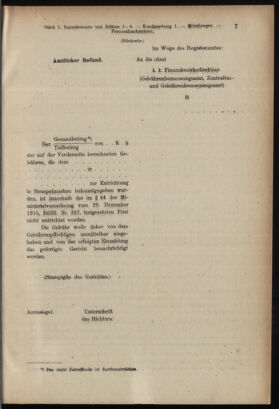 Verordnungsblatt des K.K. Justizministeriums 19160119 Seite: 7