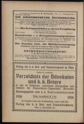 Verordnungsblatt des K.K. Justizministeriums 19161118 Seite: 16