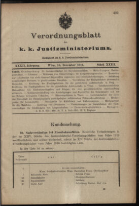 Verordnungsblatt des K.K. Justizministeriums 19161216 Seite: 1