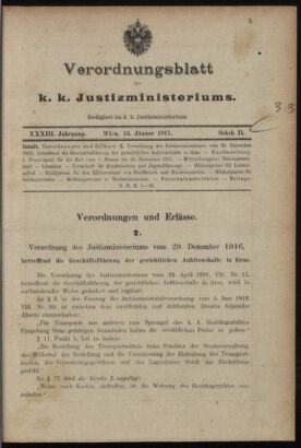 Verordnungsblatt des K.K. Justizministeriums 19170113 Seite: 1