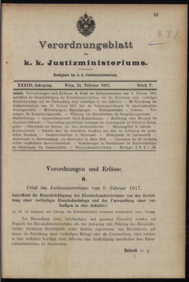 Verordnungsblatt des K.K. Justizministeriums 19170224 Seite: 1