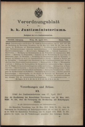 Verordnungsblatt des K.K. Justizministeriums