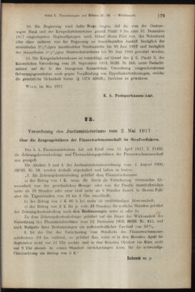 Verordnungsblatt des K.K. Justizministeriums 19170515 Seite: 7