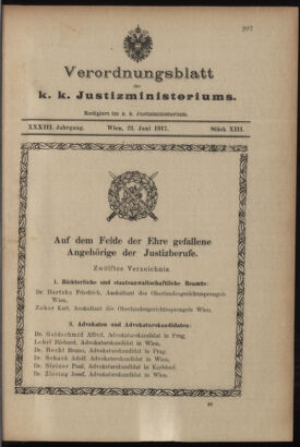 Verordnungsblatt des K.K. Justizministeriums 19170623 Seite: 1