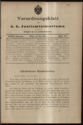 Verordnungsblatt des K.K. Justizministeriums 19170710 Seite: 1