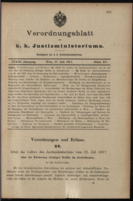 Verordnungsblatt des K.K. Justizministeriums 19170727 Seite: 1